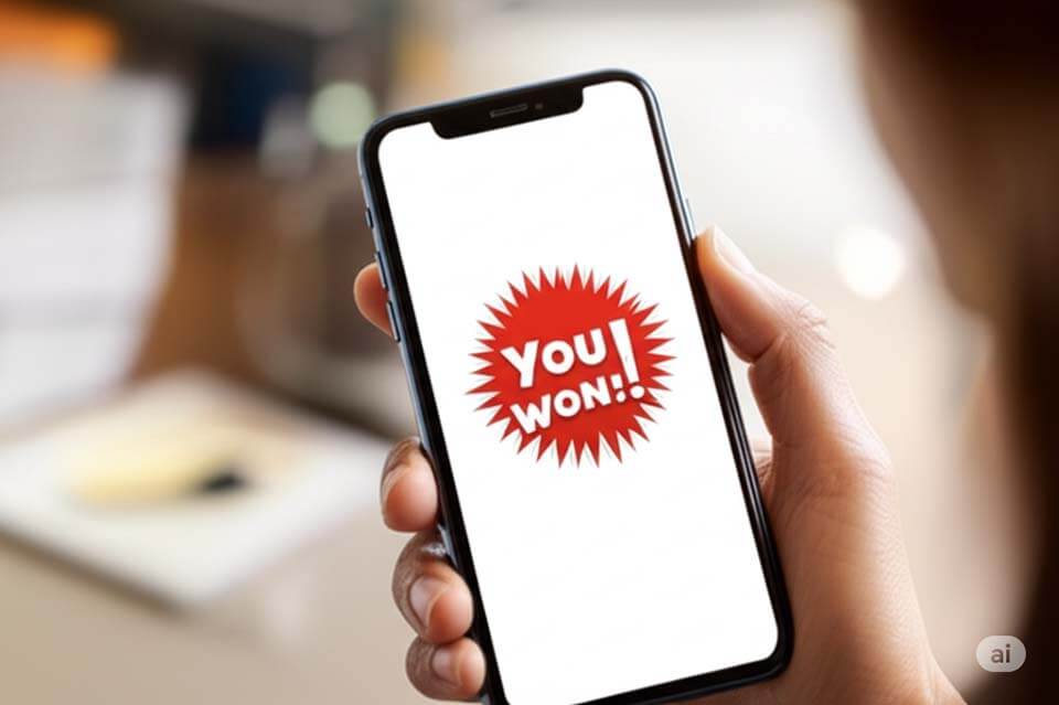 lottery winner on smartphone